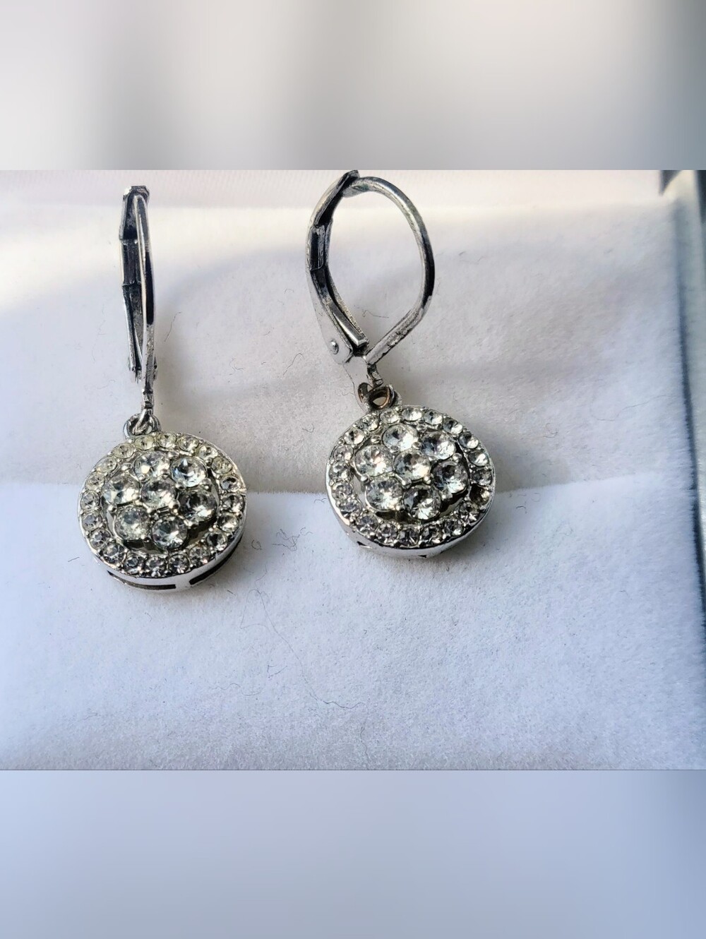 Sparkling Sterling Over Brass Crystal Cluster Drop Earrings - Women Jewelry
